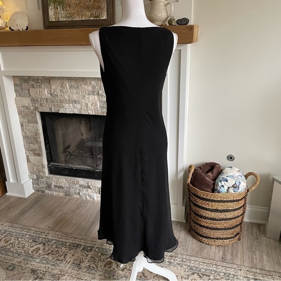 Laundry y2K Black Mesh High V-Neck Sleeveless Silk Midi Dress Women’s 8 Medium - Picture 3 of 11